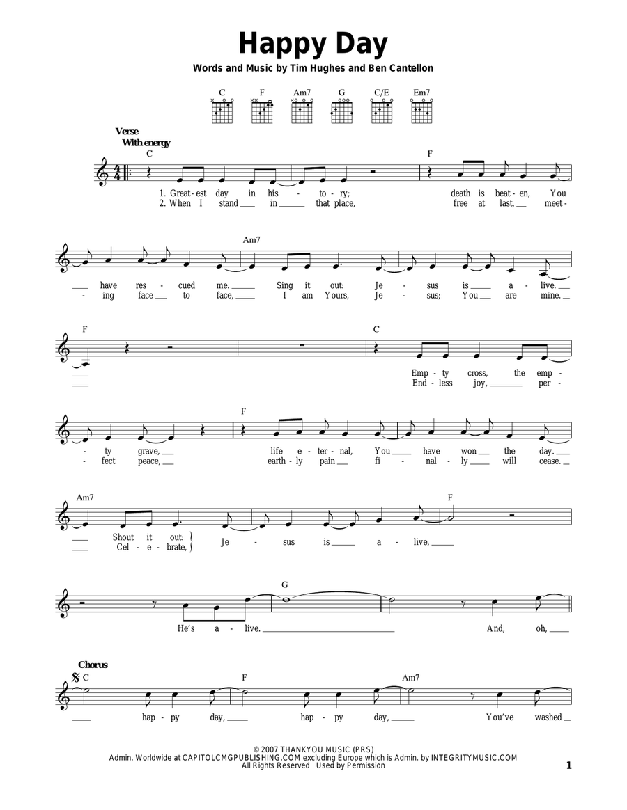 Happy Day Easy Guitar scores gallery preview page 1