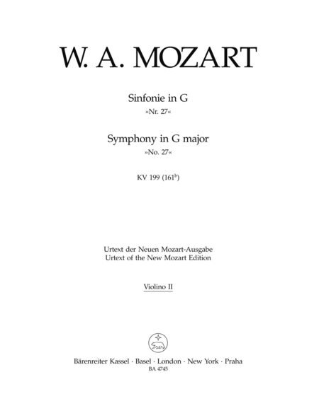 Symphony, No. 27 G major, KV 199 (161b)