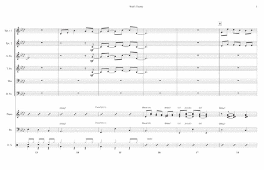 Walt's Thyme~ A Waltz for Jazz Ensemble and Horns Jazz Ensemble scores gallery preview page 5