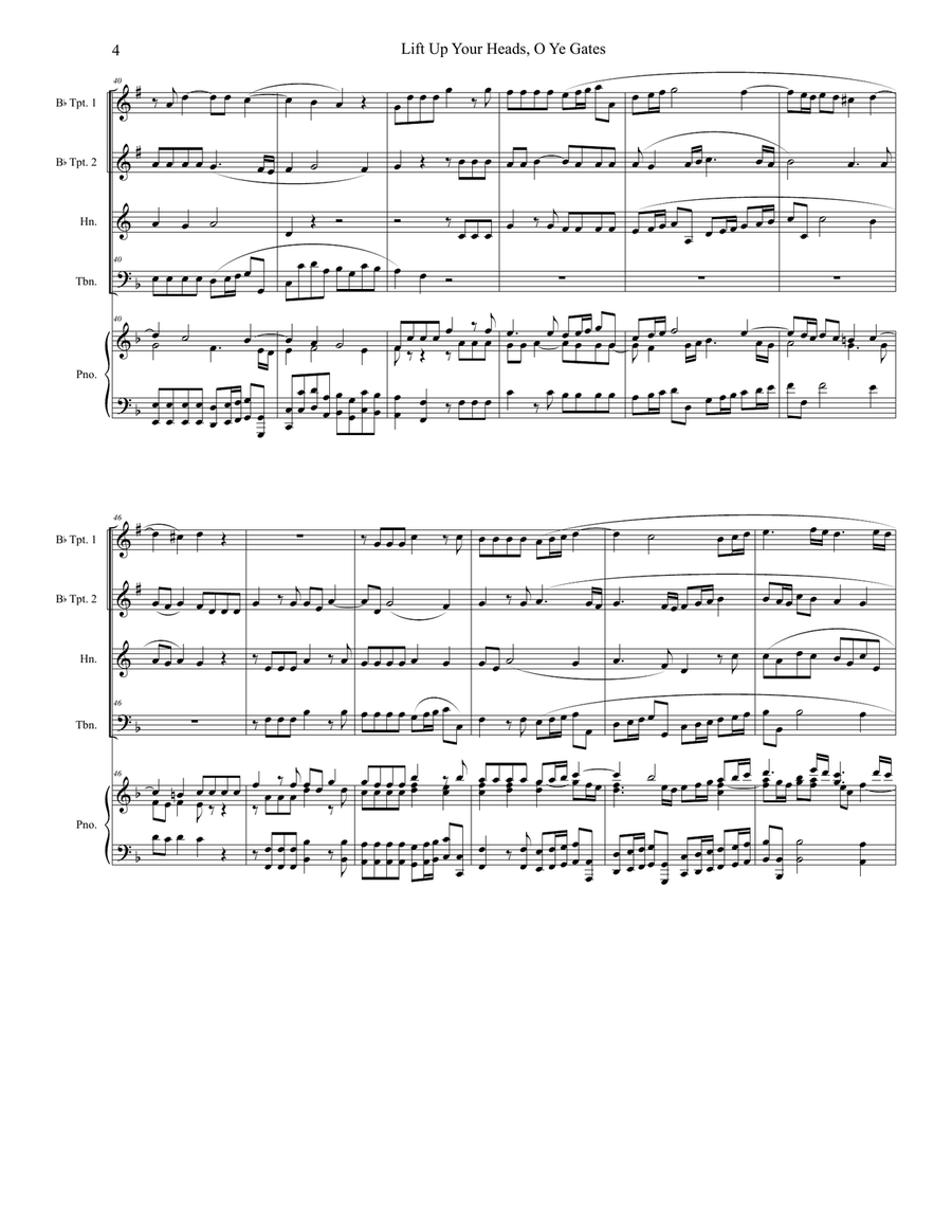 Lift Up Your Heads, O Ye Gates (Brass Quintet and Piano) Brass Quintet scores gallery preview page 4