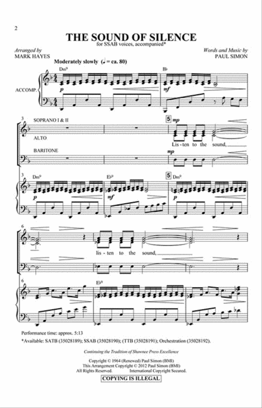 The Sound of Silence Choir scores gallery preview page 2