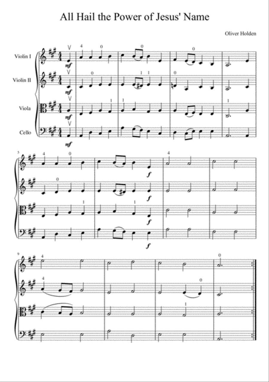 All Hail the Power of Jesus' Name String Quartet scores gallery preview page 2