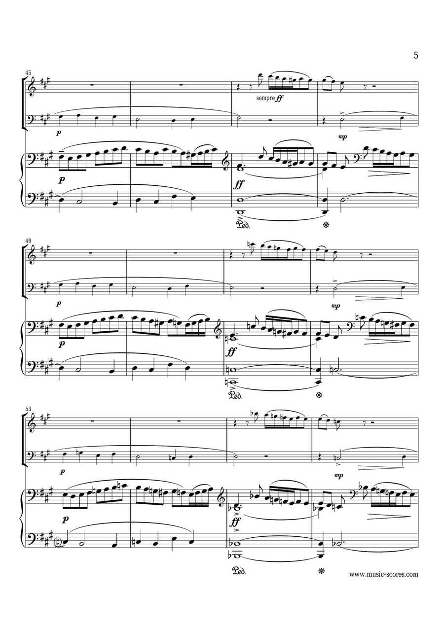 Faure Op.50 Pavane - Violin, Cello and Piano Piano Trio scores gallery preview page 5
