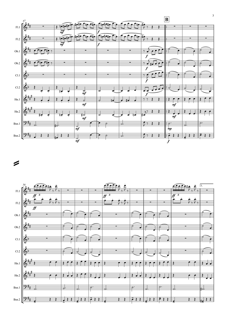 Tchaikovsky: Casse-Noisette (Nutcracker Suite)III.Valse des Fleurs ( Dance of Flowers) - wind dectet Woodwind Quintet scores gallery preview page 3