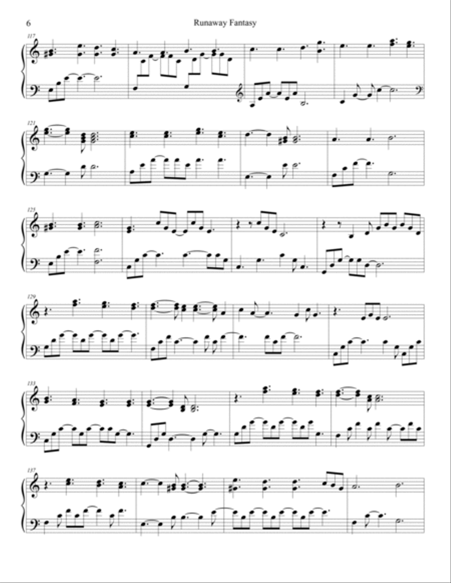 Runaway Fantasy Piano Solo scores gallery preview page 6