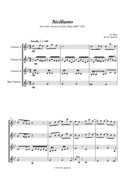Siciliano - for Clarinet Quartet image number null