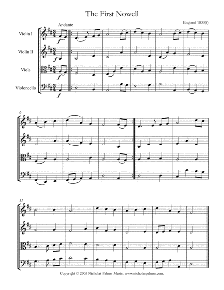 The first Nowell - easy string quartet by Traditional String Quartet - Digital Sheet Music