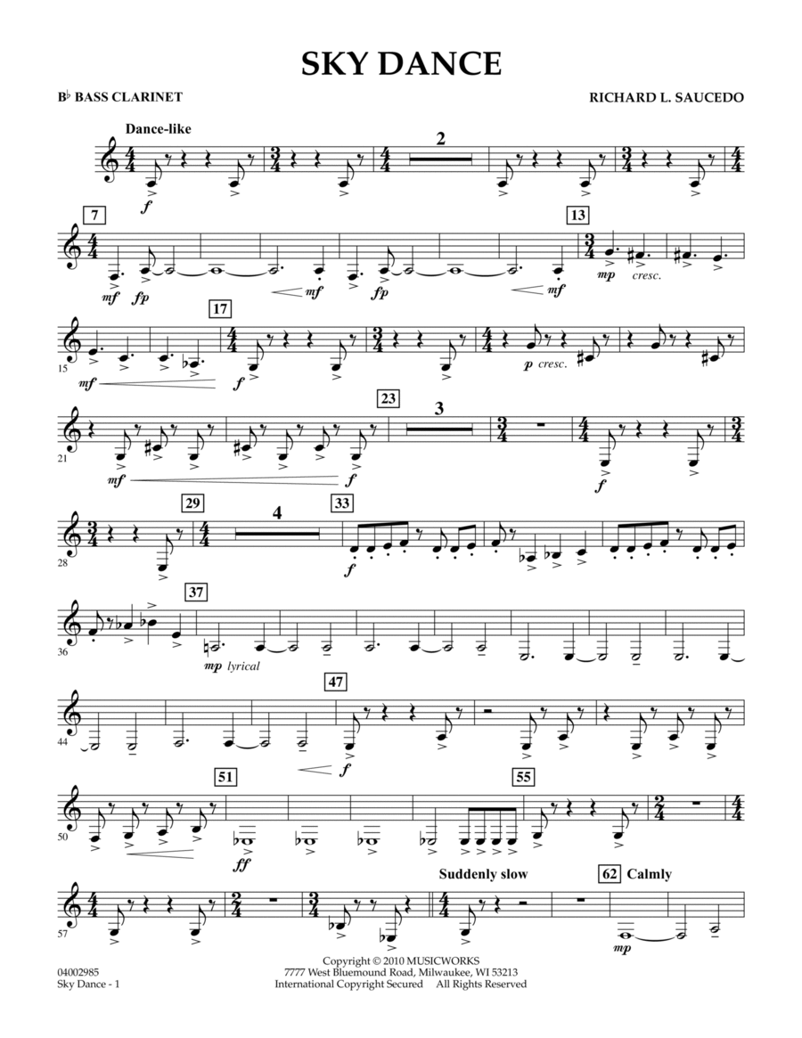 Sky Dance - Bb Bass Clarinet Concert Band scores gallery preview page 1