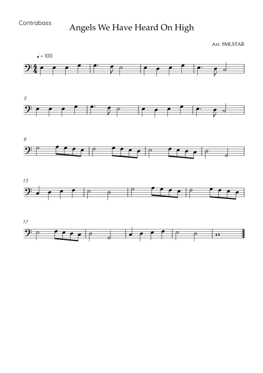 Angels We Have Heard On High BASS SOLO Sheet Music image number null