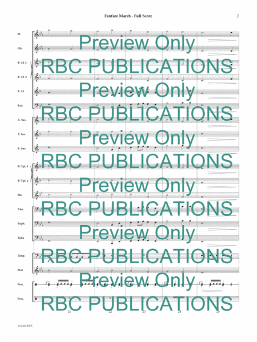 Fanfare March (Score) Concert Band scores gallery preview page 8