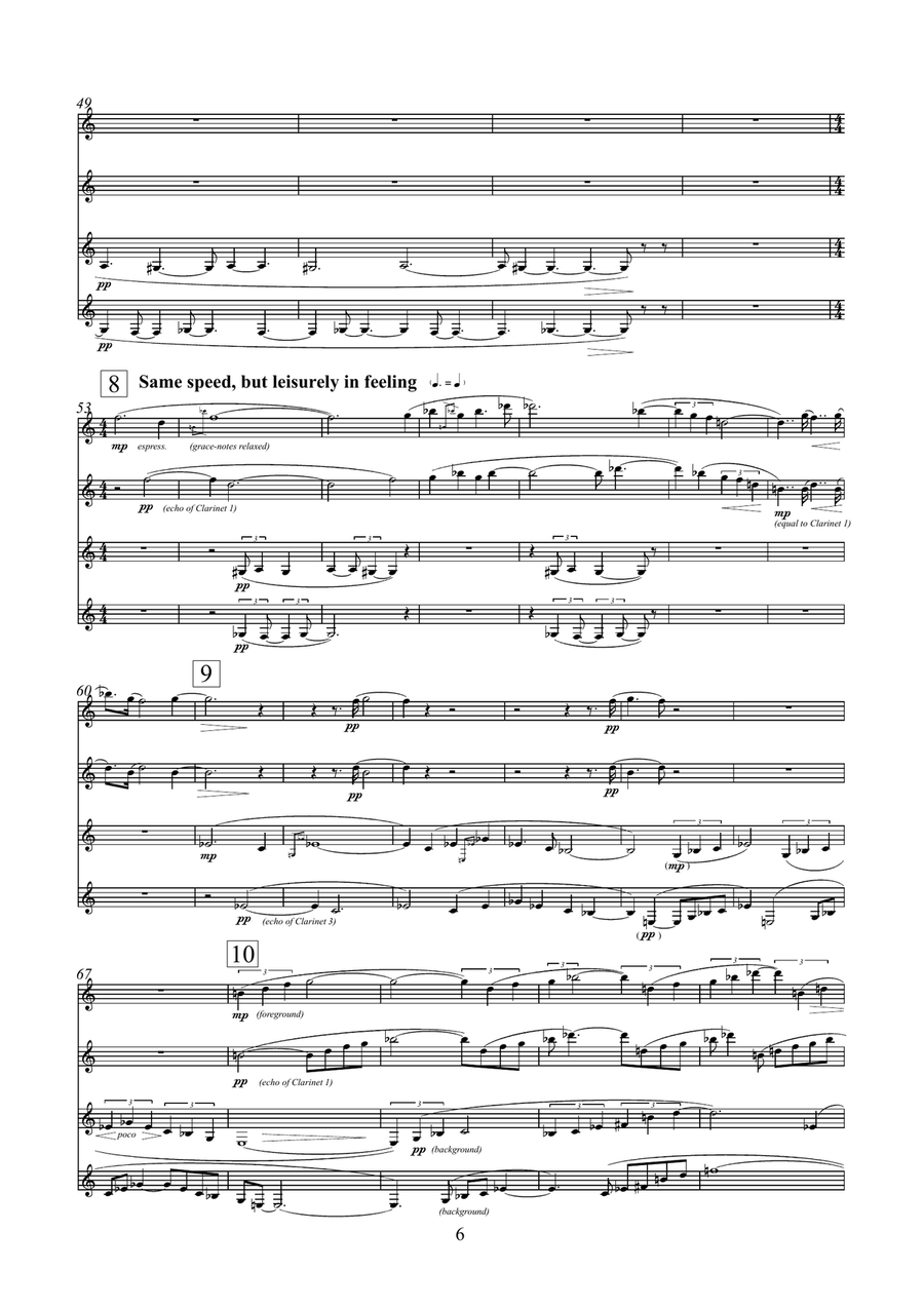 Overtones (for four clarinets in B flat) Clarinet Quartet scores gallery preview page 6
