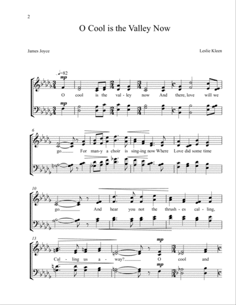 O Cool is the Valley Now for SATB a cappella 4-Part scores gallery preview page 2