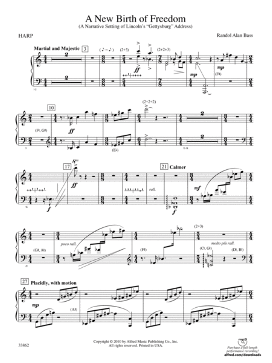A New Birth of Freedom: Harp Concert Band scores gallery preview page 1