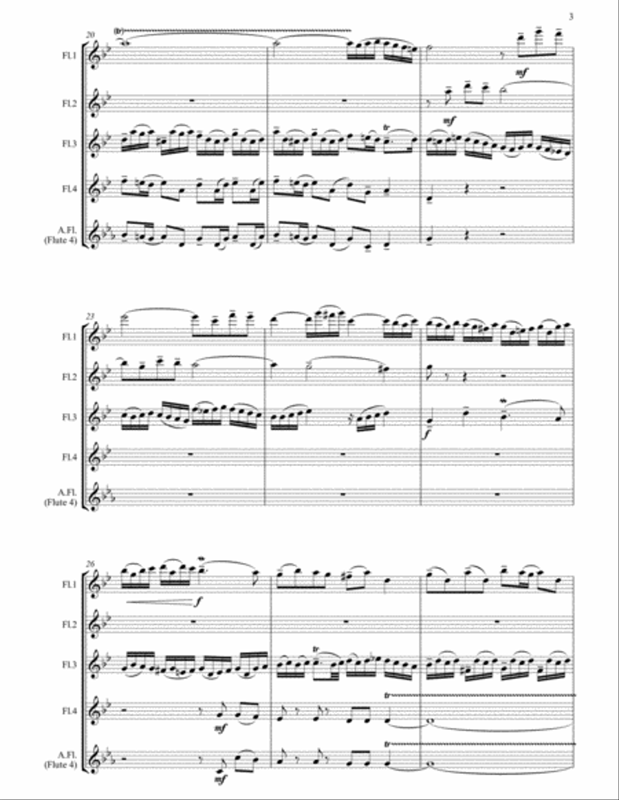Little Fugue in G minor arranged for Flute Quartet Flute Quartet scores gallery preview page 4