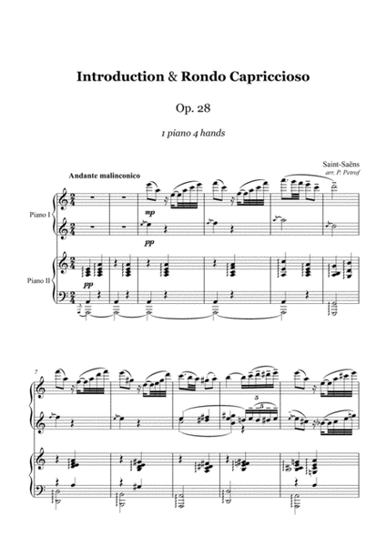 Saint-Seans - Introduction and Rondo Capriccioso - 1 piano 4 hands - score and parts image number null