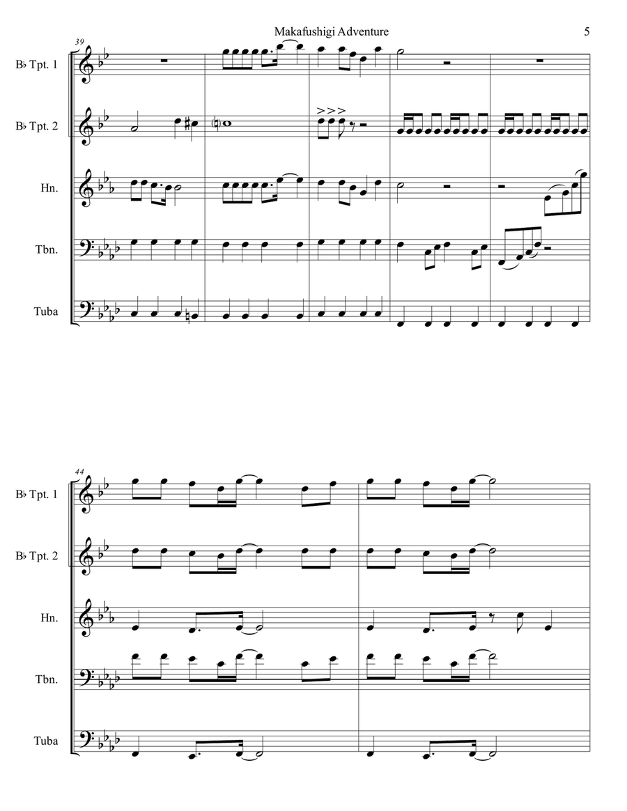Makafushigi Adventure Makafushigi Adventure Brass Ensemble scores gallery preview page 5