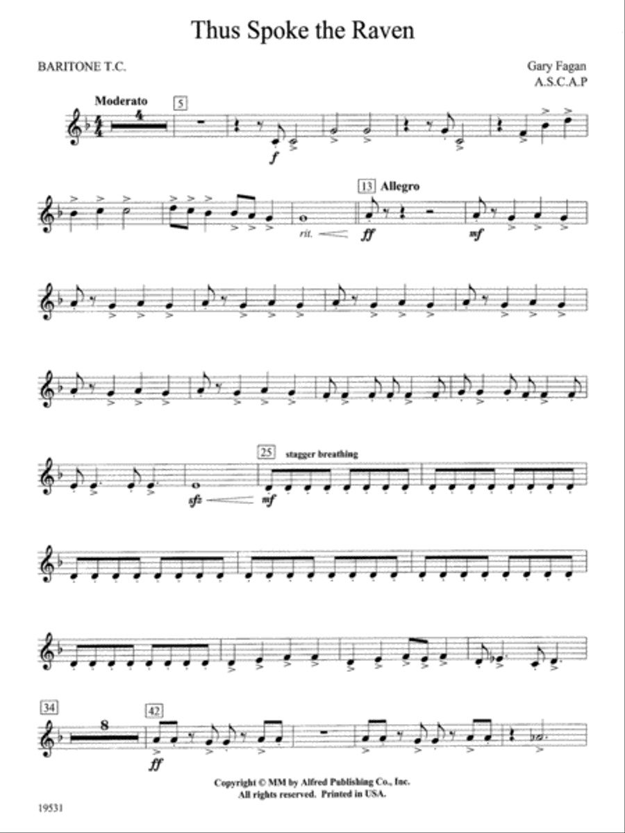 Thus Spoke the Raven: Baritone T.C. Concert Band scores gallery preview page 1