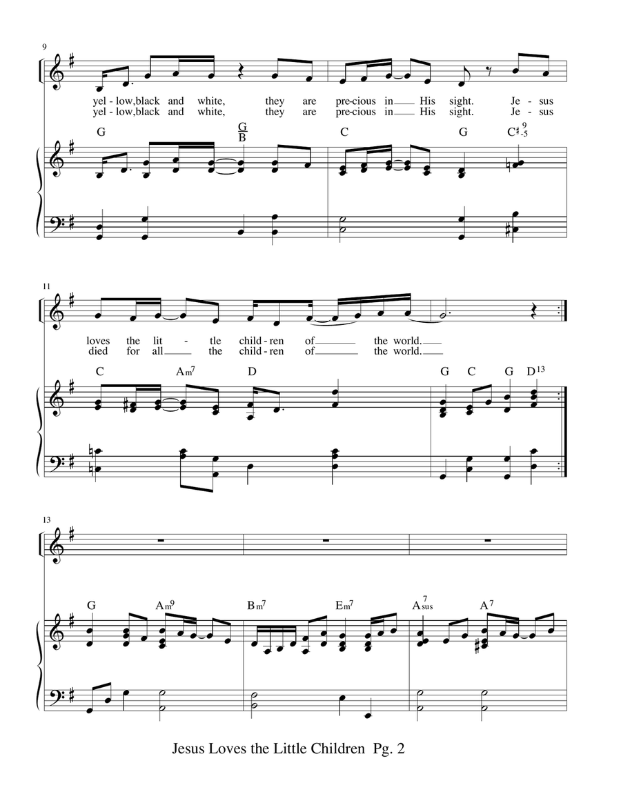 Jesus Loves The Little Children, Jesus Loves Me Piano, Vocal scores gallery preview page 2