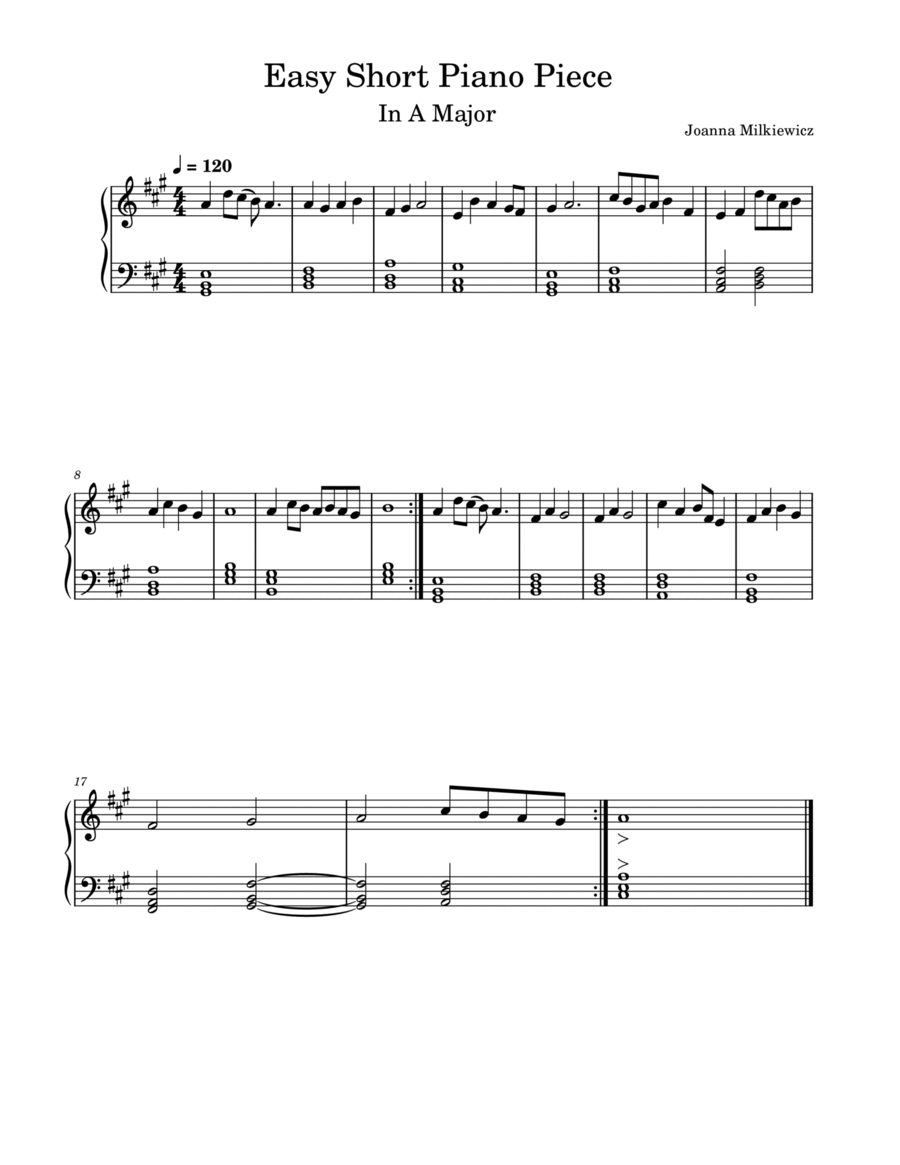 Easy Piano Piece in A major image number null