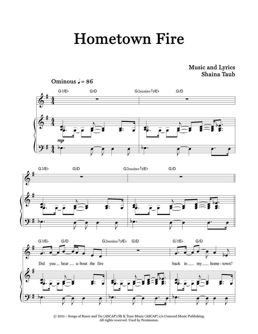 Hometown Fire Hometown Fire Voice scores gallery preview page 1