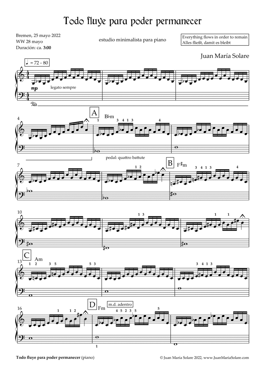 Todo fluye para poder permanecer [piano solo] Piano Method scores gallery preview page 1