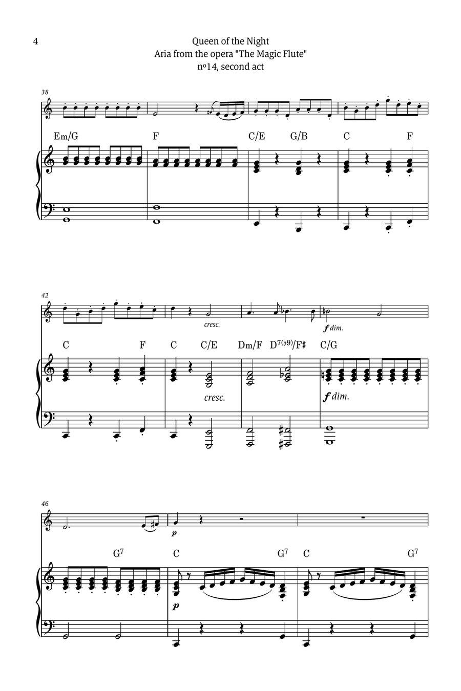 Queen of the Night - for solo french horn (with piano and chords) Chamber Music scores gallery preview page 4