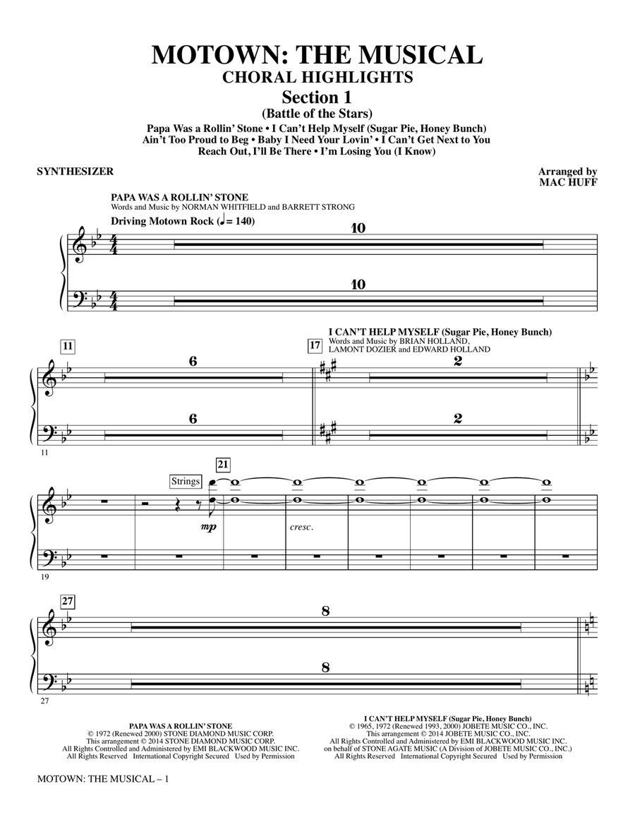 Motown: The Musical (Choral Highlights) - Synthesizer