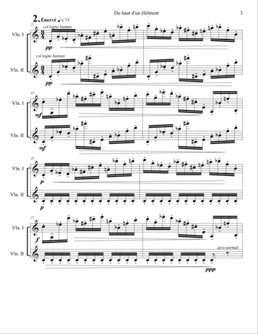 Du haut d'un element - Violin Duet String Duet scores gallery preview page 3