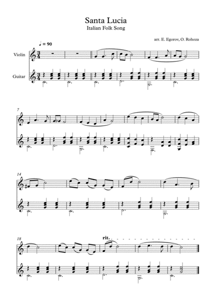 Santa Lucia, Italian Folk Song, For Violin & Guitar image number null