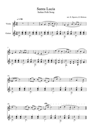 Santa Lucia, Italian Folk Song, For Violin & Guitar