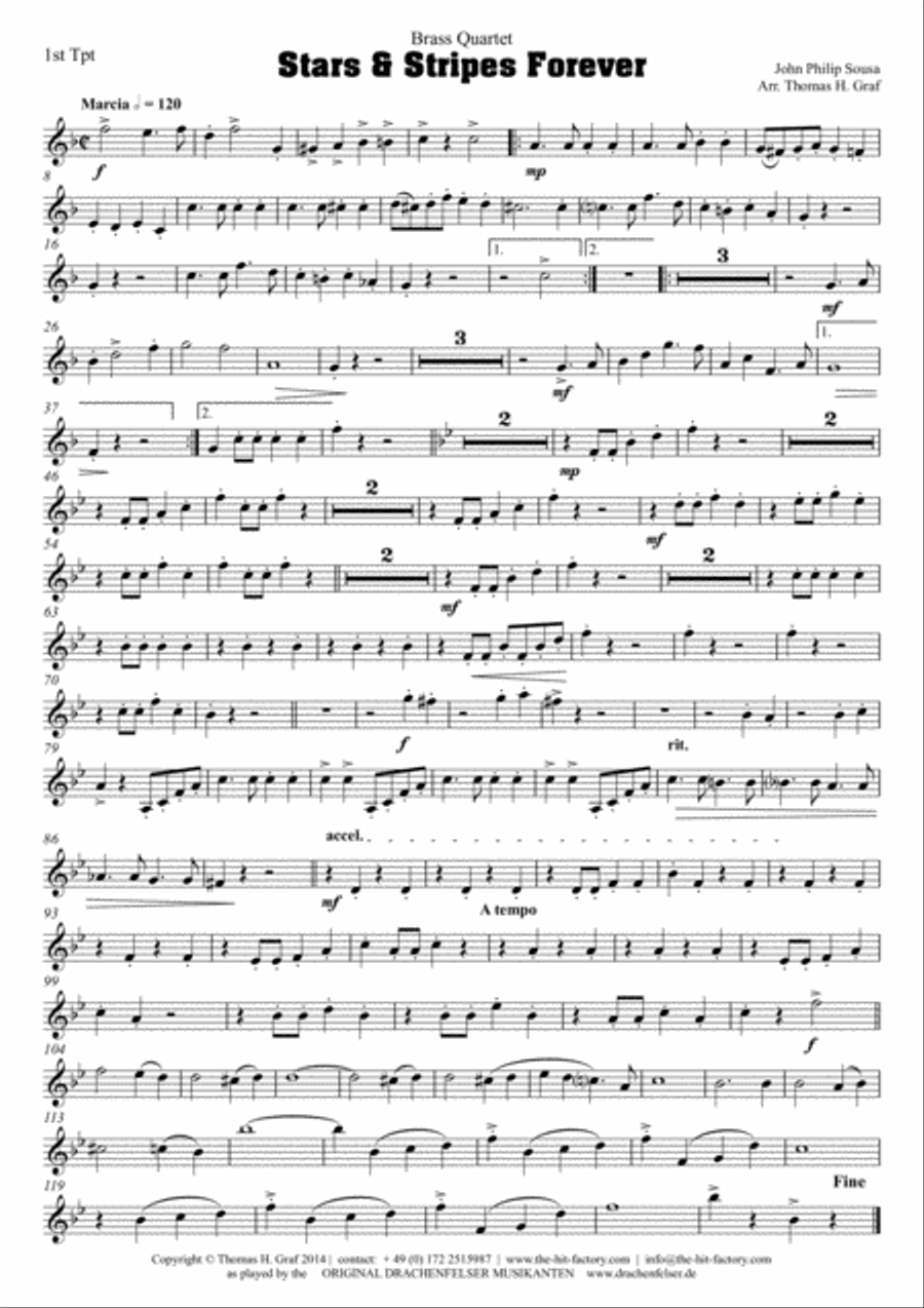 Stars and Stripes forever - Sousa - Brass Quartet Brass Quartet scores gallery preview page 4