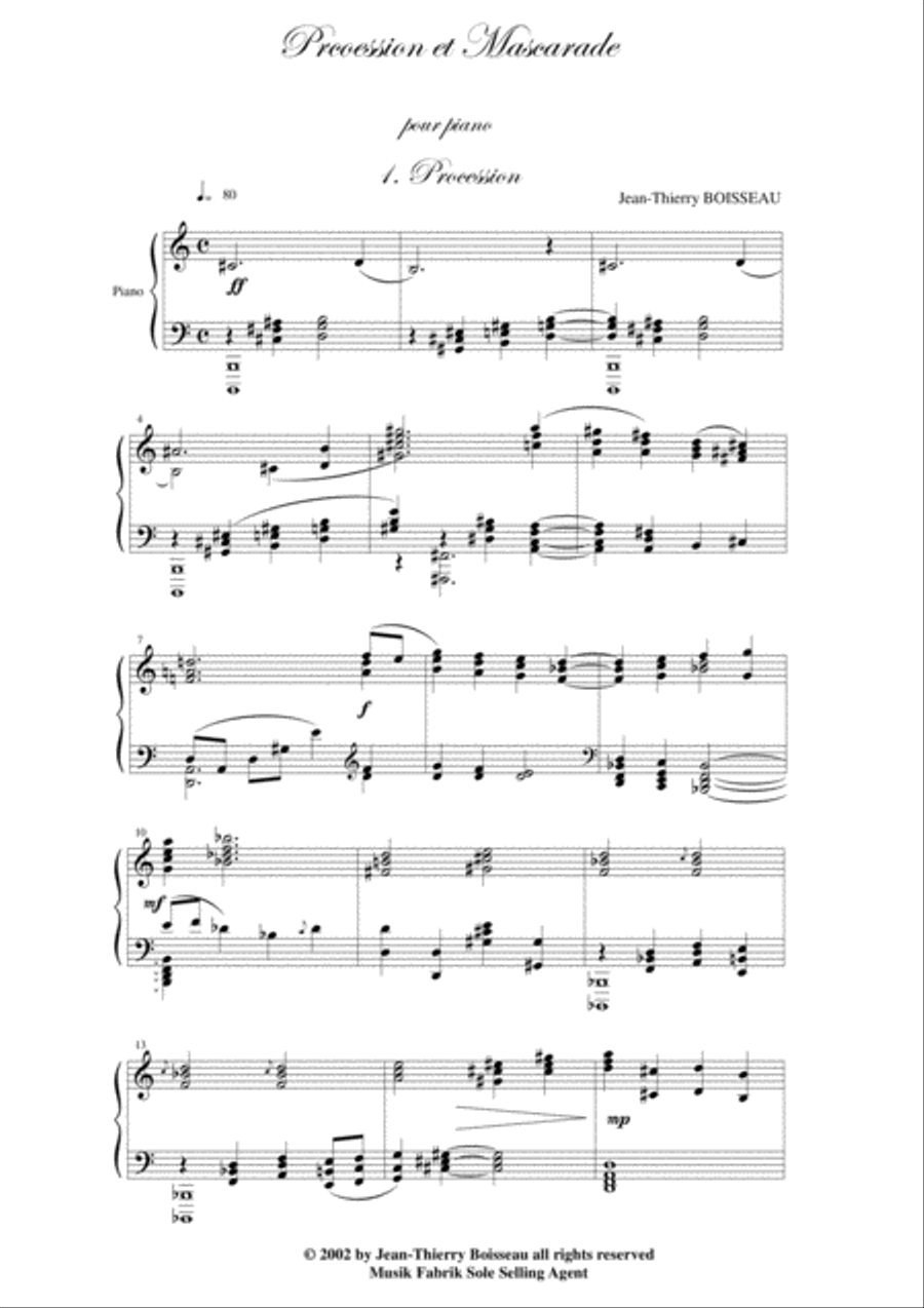 Jean-Thierry Boisseau: Procession et Mascarade for piano