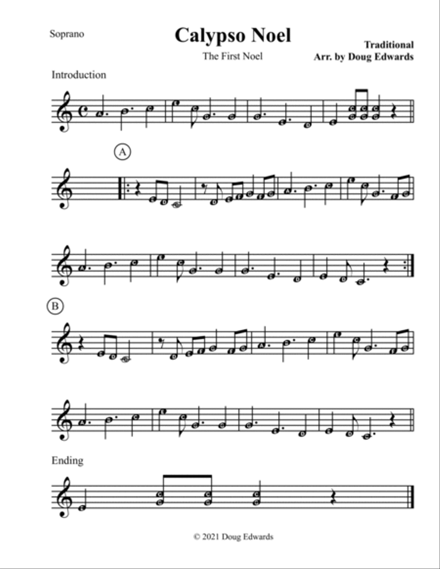 Calypso Noel (The First Noel) Large Ensemble scores gallery preview page 3