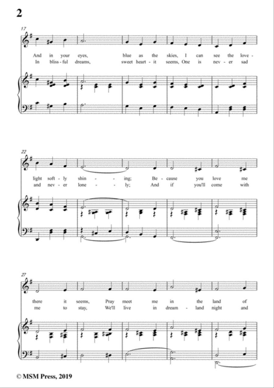 Leo Friedman-Meet Me Tonight in Dreamland,in G Major,for Voic&Piano Voice scores gallery preview page 4