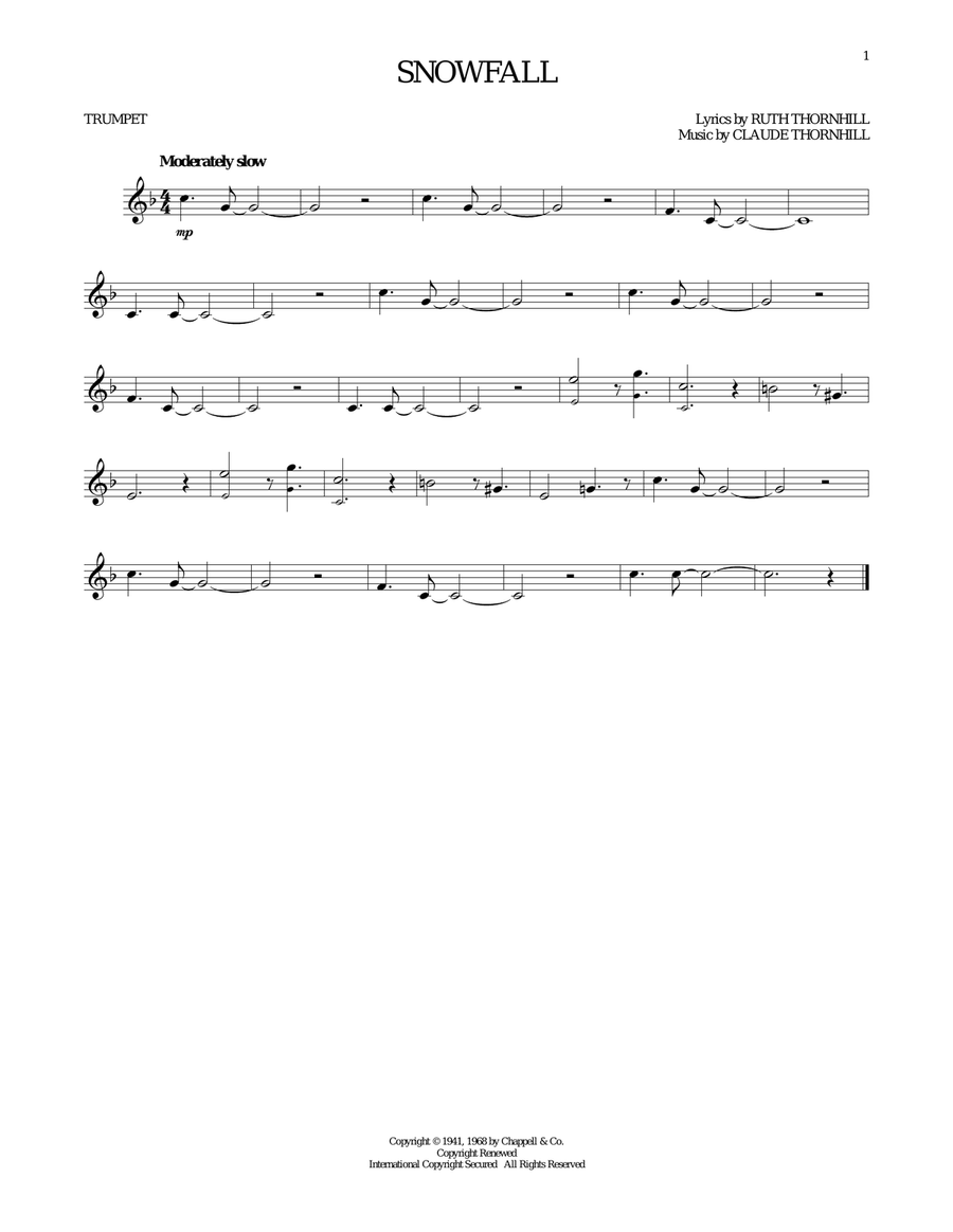 Snowfall Snowfall Trumpet Solo scores gallery preview page 1