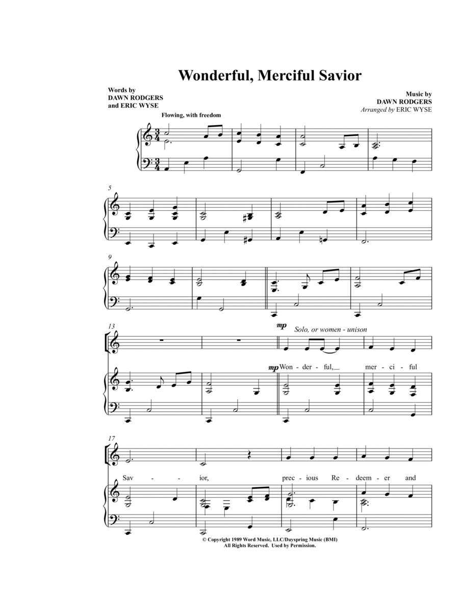 Wonderful, Merciful Savior 4-Part scores gallery preview page 1
