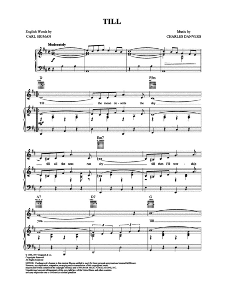 Till Piano, Vocal, Guitar scores gallery preview page 1