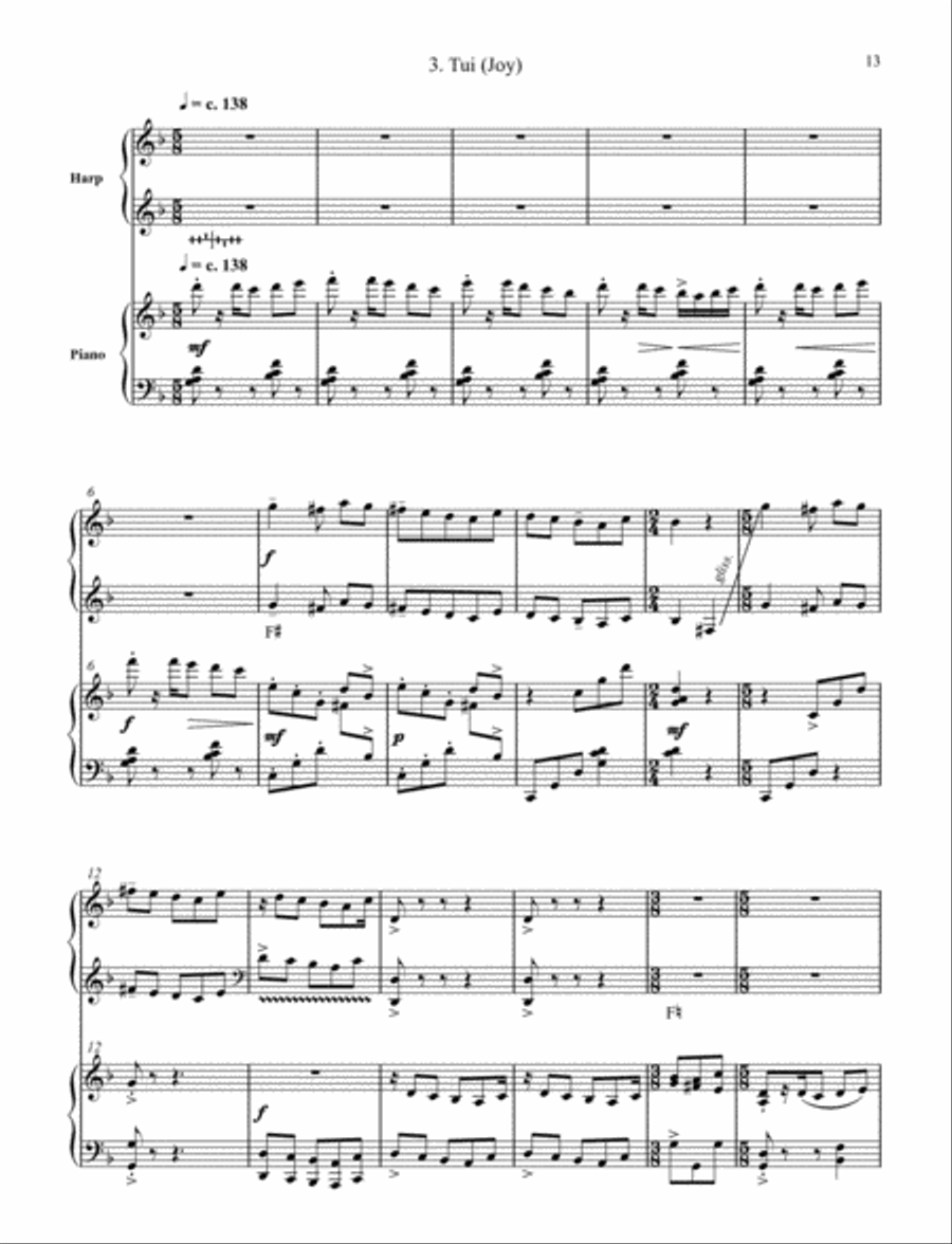 Yi Jing for Harp and Chamber Orchestra (Piano Reduction) Harp scores gallery preview page 4