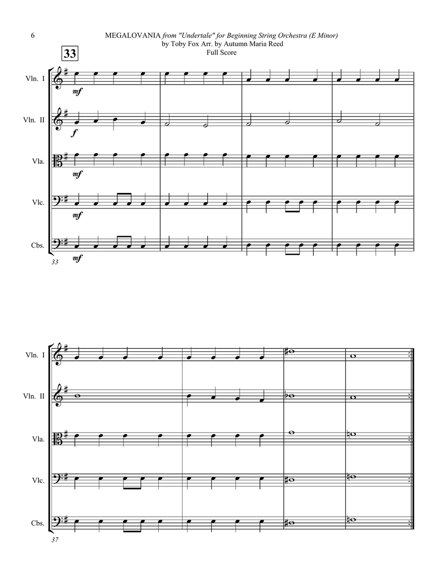 Megalovania String Orchestra scores gallery preview page 6