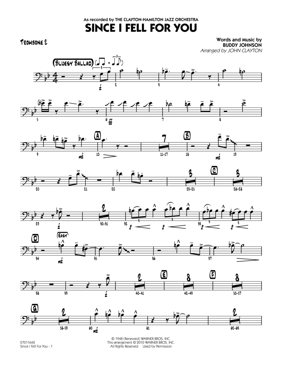 Since I Fell for You (arr. John Clayton) - Trombone 2