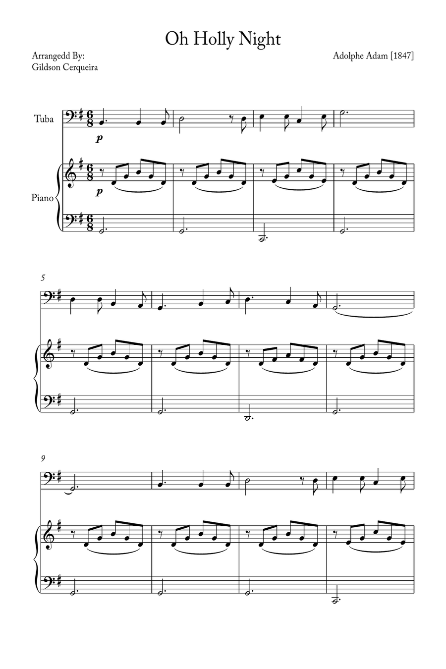 Oh Holy night Tuba scores gallery preview page 1