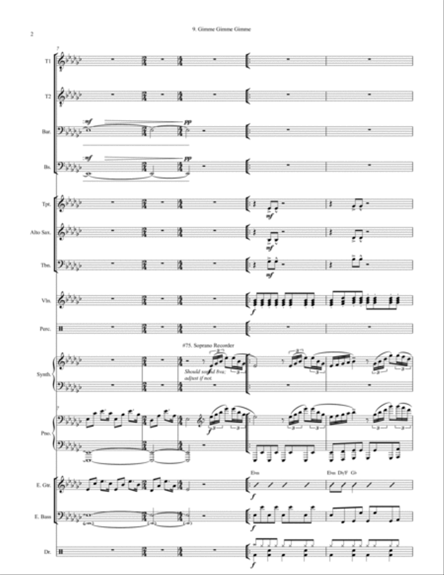 Gimme! Gimme! Gimme! (a Man After Midnight) Large Ensemble scores gallery preview page 2