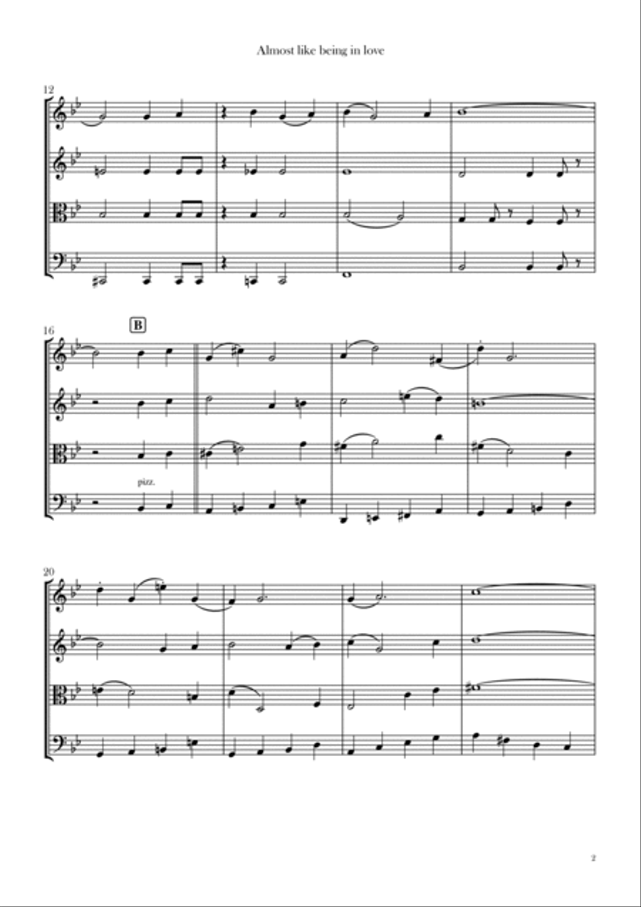 Almost Like Being In Love String Quartet scores gallery preview page 2