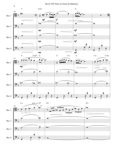Ravel Vocalise Etude En Form Habanera Bassoon Quartet