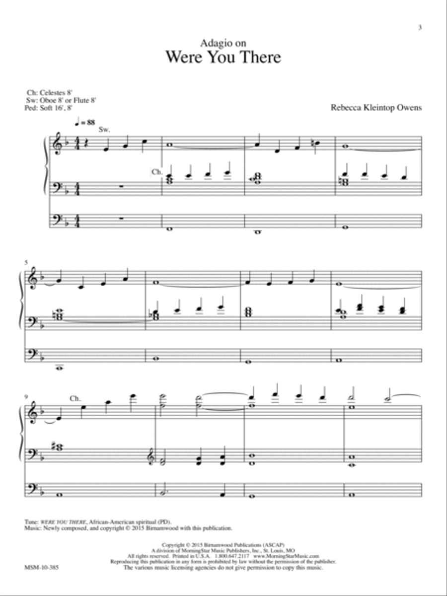 Adagio on Were You There Organ scores gallery preview page 1