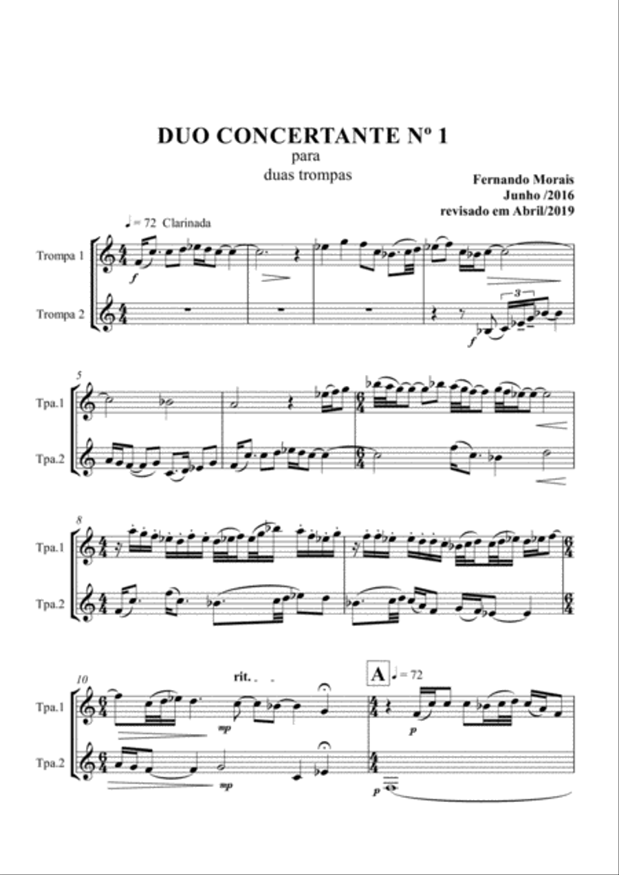 DUO CONCERTANTE Nº 1 PARA DUAS TROMPAS Horn Solo scores gallery preview page 6