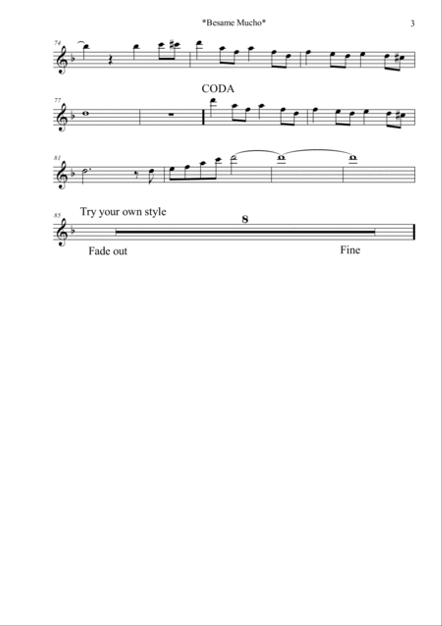 Bésame Mucho Tenor Saxophone scores gallery preview page 3