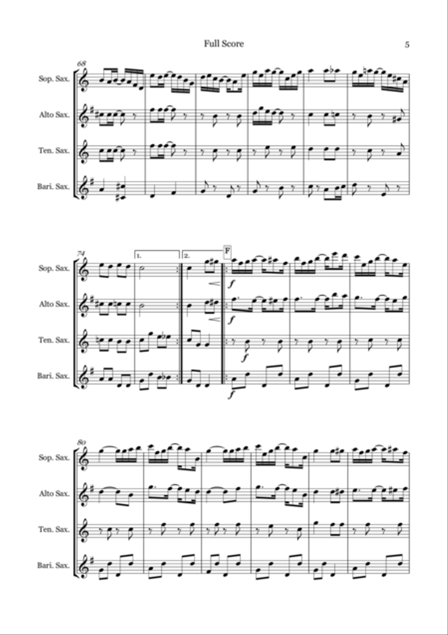 Sunflower Slow Drag for Saxophone Quartet (SATB) Saxophone Quartet scores gallery preview page 6