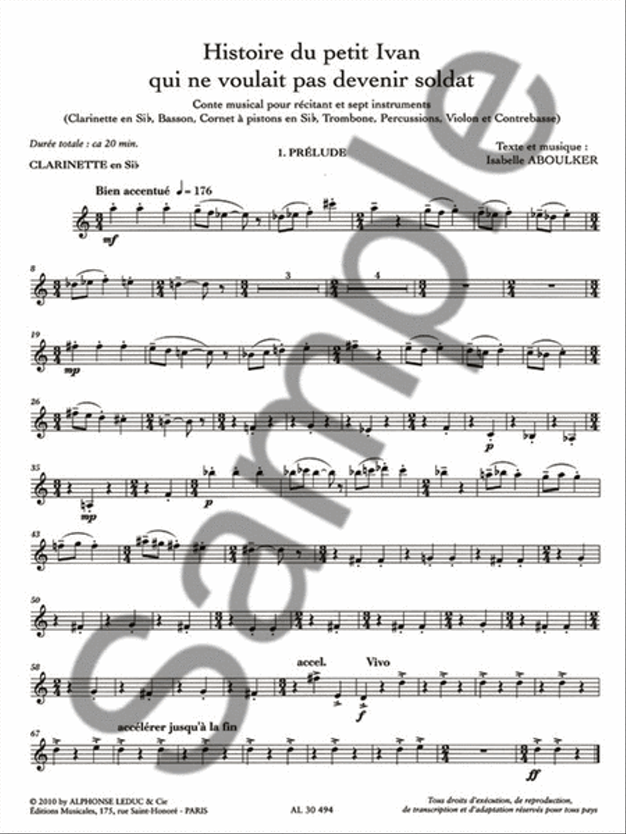 Aboulker Histoire Petit Ivan Qui Ne Voulait Pas Devenir Soldat Ens Bk Collection / Songbook scores gallery preview page 2