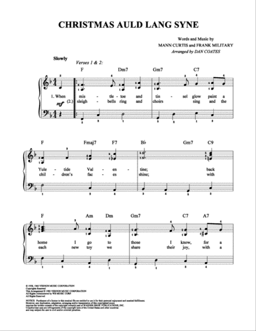 Christmas Auld Lang Syne Christmas Auld Lang Syne Easy Piano scores gallery preview page 1
